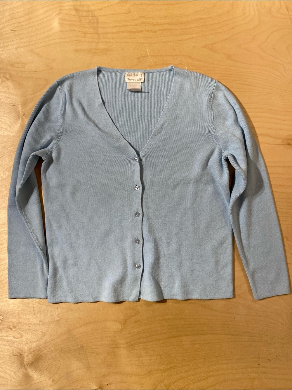 Designers Originals Pale Blue V-Neck Button Front Cardigan Medium (RP)